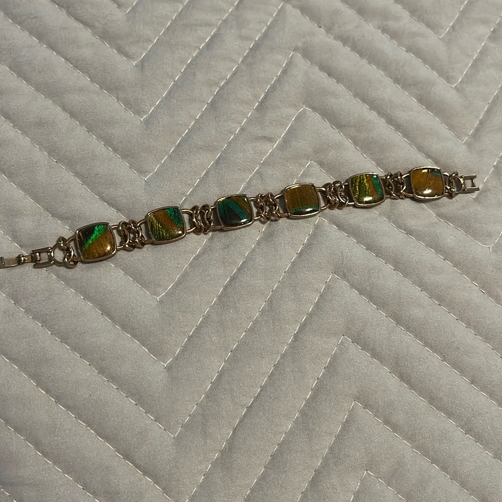 Turquoise and brown gold bracelet